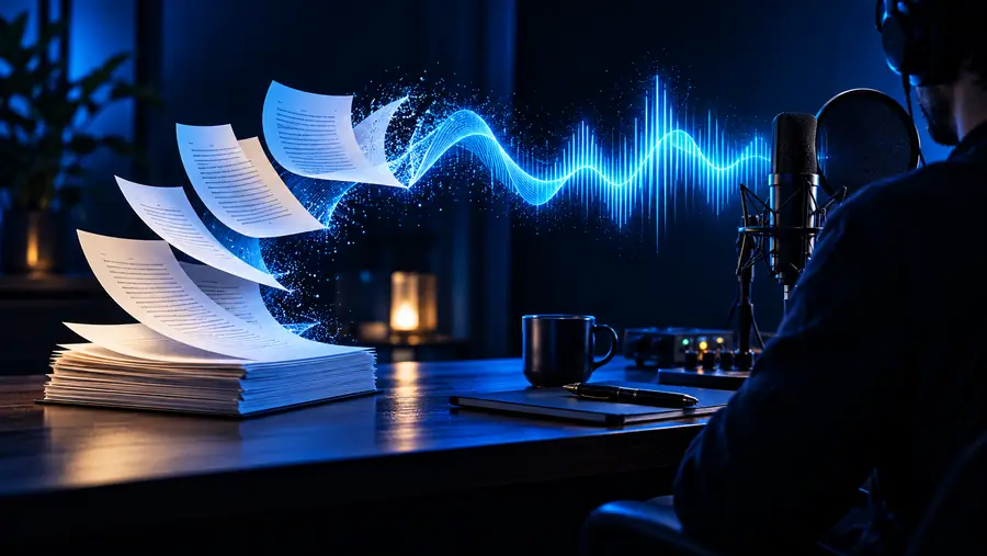 Ansicht eines Voice-Studios zur Darstellung generierter gesprochener Audiodateien